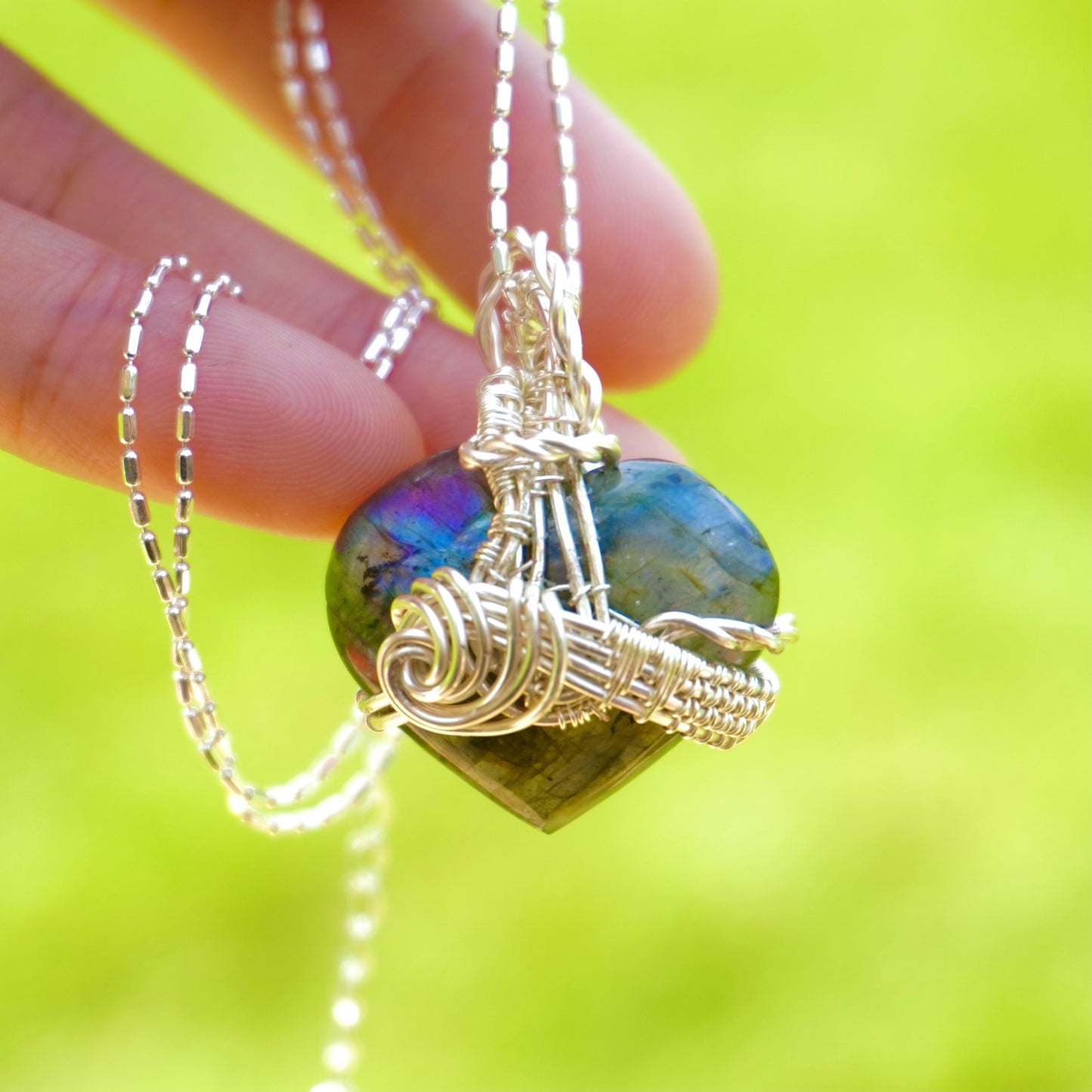 FORBIDDEN HEART Labradorite Heart Pendant