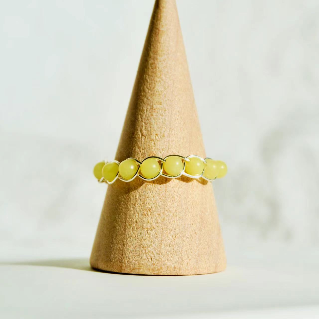 Lemon Jade Braided Wire Ring