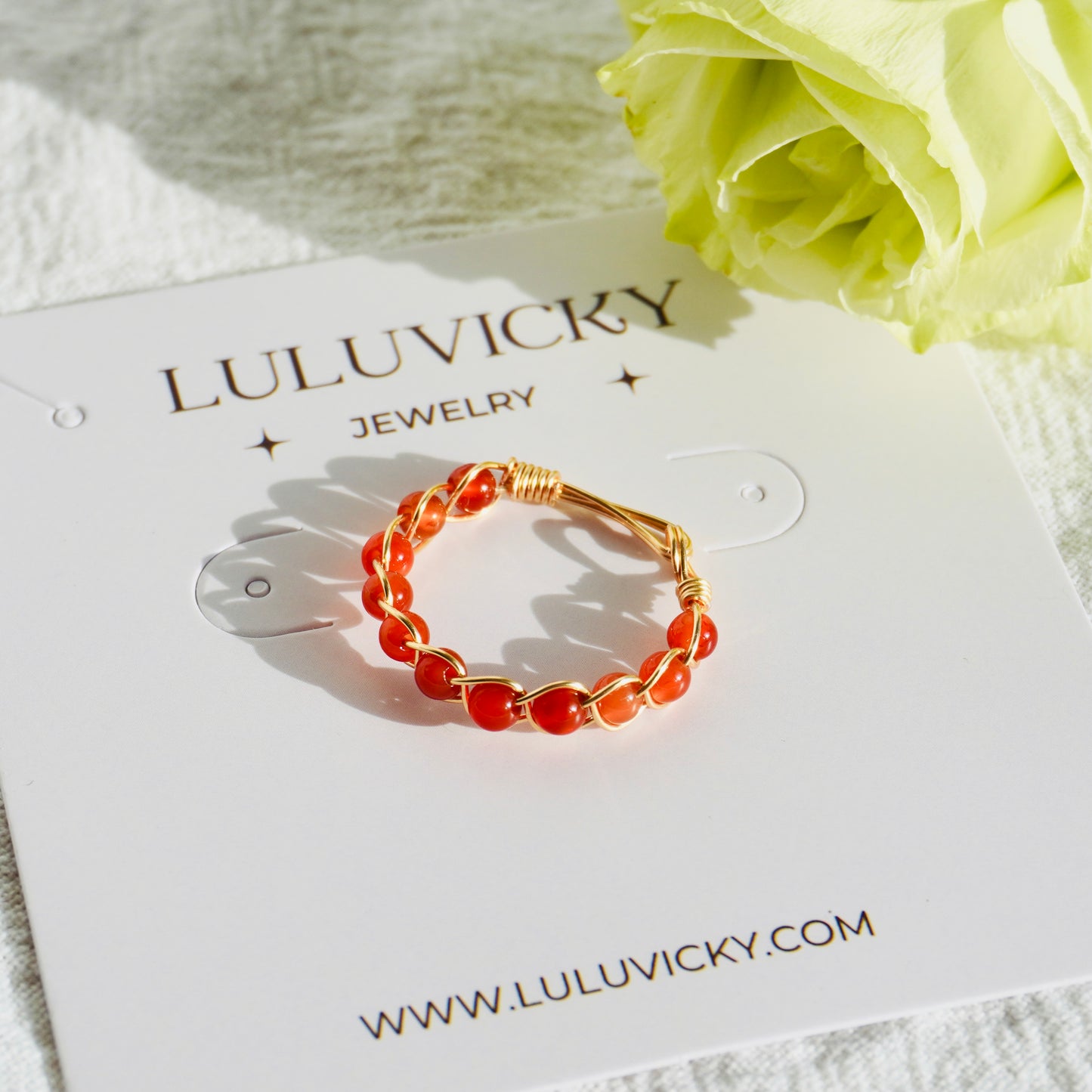 Carnelian Braided Wire Ring