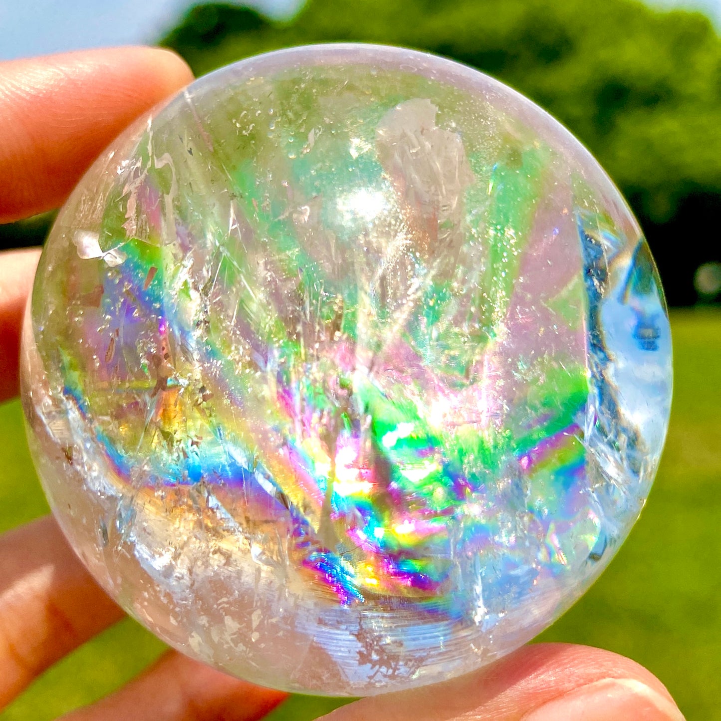 Super Rainbow Clear Quartz Sphere