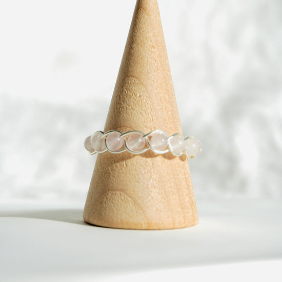 Rose Quartz Braided Wire Ring