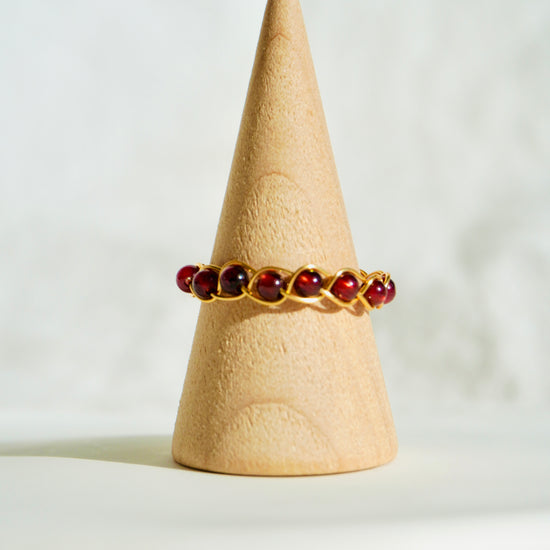 Garnet Braided Wire Ring