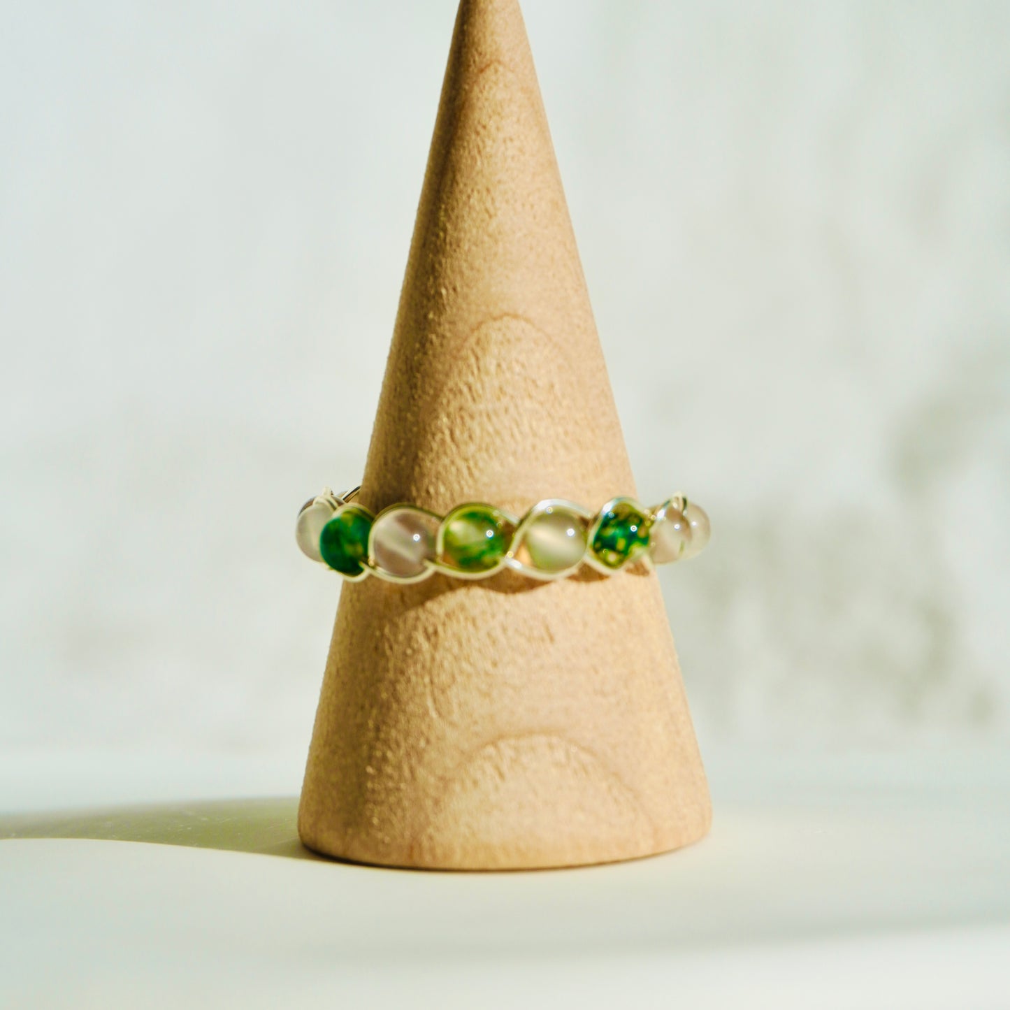 Moss Agate Braided Wire Ring