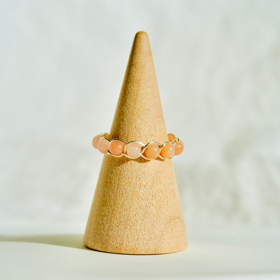 Pink Aventurine Braided Wire Ring