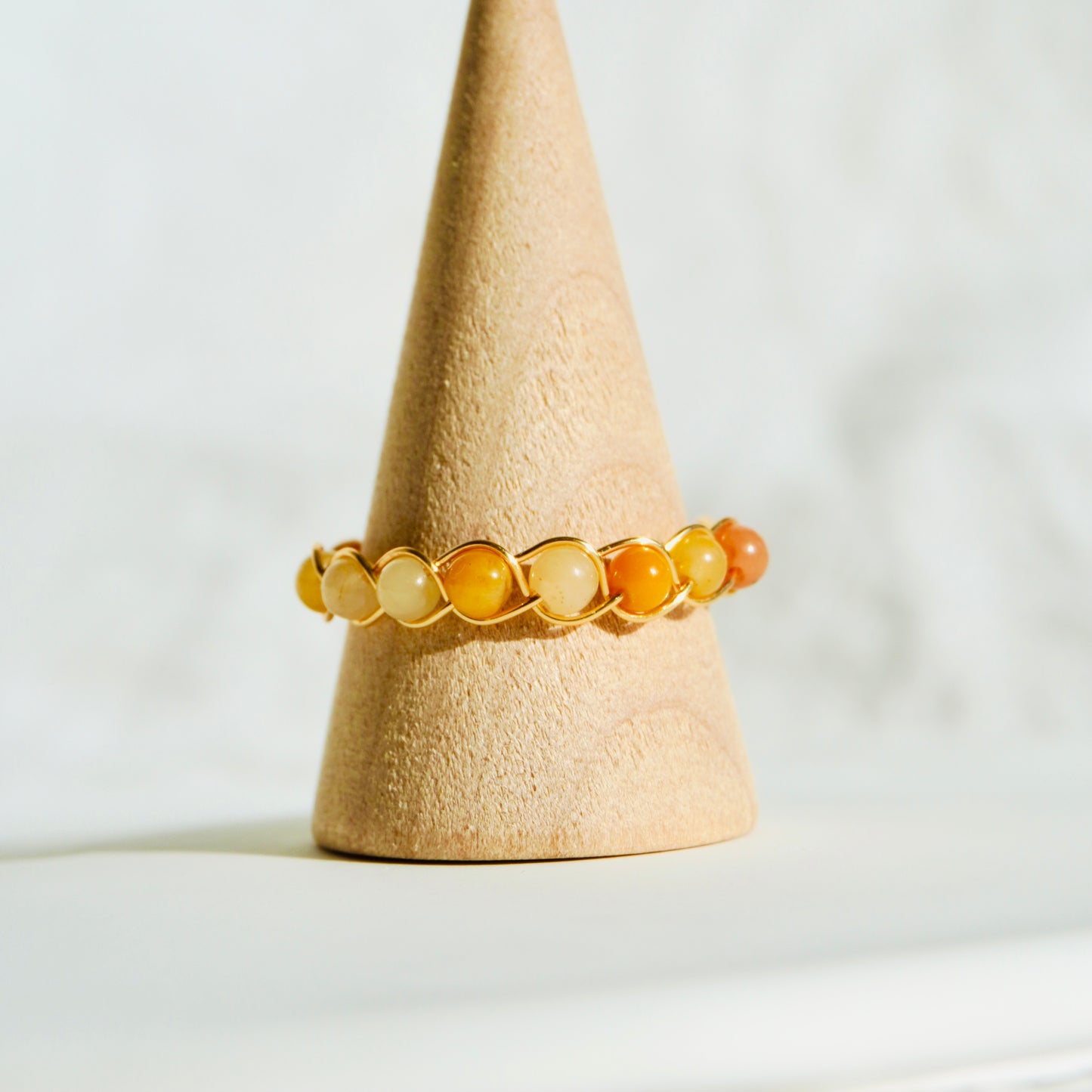 Honey Jade Braided Wire Ring